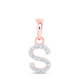 10kt Rose Gold Womens Round Diamond S Initial Letter Pendant 1/20 Cttw