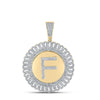 10kt Yellow Gold Mens Round Diamond F Letter Charm Pendant 1-1/4 Cttw