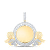 10kt Yellow Gold Mens Round Diamond Angel Memory Circle Charm Pendant 5-3/4 Cttw