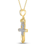 10kt Yellow Gold Mens Round Diamond Ankh Nail Cross Charm Pendant 1/2 Cttw