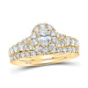 10kt Yellow Gold Oval Diamond Halo Bridal Wedding Ring Band Set 1-1/2 Cttw