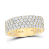 14kt Yellow Gold Mens Round Diamond 4-Row Pave Band Ring 4-1/4 Cttw