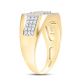 14kt Yellow Gold Mens Round Diamond Square Ring 1-1/4 Cttw