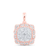 10kt Rose Gold Womens Round Diamond Pillow Square Pendant 1/3 Cttw