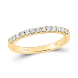 14kt Yellow Gold Womens Round Diamond Wedding Single Row Band 1/4 Cttw