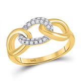 10kt Yellow Gold Womens Round Diamond Linked Oval Ring 1/5 Cttw