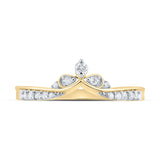 10kt Yellow Gold Womens Round Diamond Chevron Band Ring 1/8 Cttw