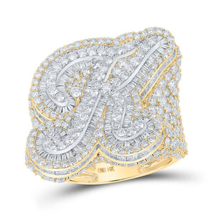 14kt Two-tone Gold Mens Round Diamond K Initial Letter Ring 8-5/8 Cttw