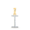 10kt Yellow Gold Womens Round Diamond I Initial Letter Pendant 1/12 Cttw