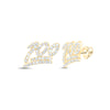 10kt Yellow Gold Round Diamond 100 Emoji Stud Earrings 1/2 Cttw