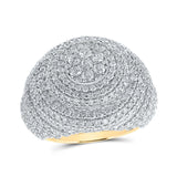 10kt Yellow Gold Mens Round Diamond Concentric Cluster Ring 6-3/8 Cttw