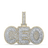 10kt Two-tone Gold Mens Baguette Diamond CEO Phrase Charm Pendant 2-1/3 Cttw