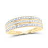 10kt Yellow Gold Womens Round Diamond Striped Band Ring 1/6 Cttw