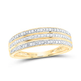 10kt Yellow Gold Womens Round Diamond Striped Band Ring 1/6 Cttw