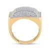 10kt Yellow Gold Mens Round Diamond Domed Square Cluster Ring 1 Cttw