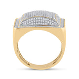 10kt Yellow Gold Mens Round Diamond Domed Square Cluster Ring 1 Cttw