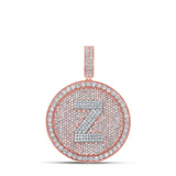10kt Two-tone Gold Mens Round Diamond Z Initial Letter Charm Pendant 3-3/4 Cttw