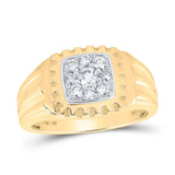 10kt Yellow Gold Mens Round Diamond Square Ring 1/2 Cttw