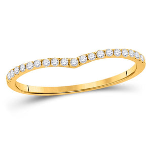 10kt Yellow Gold Womens Round Diamond Chevron Stackable Band Ring 1/6 Cttw