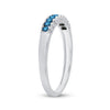 10kt White Gold Womens Princess Blue Color Enhanced Diamond Ribbed Band Ring 1/4 Cttw