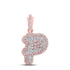 10kt Rose Gold Womens Round Diamond P Initial Letter Pendant 1/5 Cttw