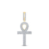 10kt Yellow Gold Mens Round Diamond Ankh Cross Charm Pendant 3/8 Cttw