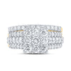 10kt Yellow Gold Round Diamond Square Bridal Wedding Ring Band Set 2 Cttw