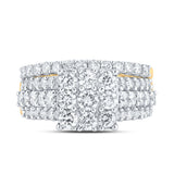 10kt Yellow Gold Round Diamond Square Bridal Wedding Ring Band Set 2 Cttw