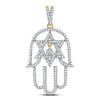 10kt Yellow Gold Mens Round Diamond Hamsa Star of David Charm Pendant 1/2 Cttw