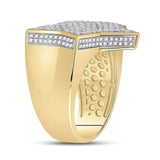 10kt Yellow Gold Mens Round Diamond Star Statement Ring 1-1/2 Cttw