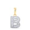 10kt Yellow Gold Womens Baguette Diamond B Initial Letter Pendant 3/8 Cttw