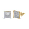 10kt Yellow Gold Round Diamond Kite Square Earrings 1/6 Cttw