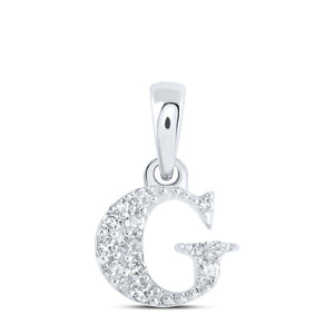 10kt White Gold Womens Round Diamond G Initial Letter Pendant 1/20 Cttw