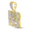 10kt Yellow Gold Mens Round Diamond Hood Rich Phrase Charm Pendant 1-3/4 Cttw