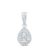 10kt White Gold Womens Pear Diamond Teardrop Pendant 1/3 Cttw