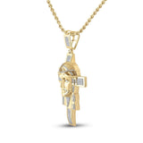 10kt Yellow Gold Mens Round Diamond Jesus Face Cross Charm Pendant 1-1/4 Cttw