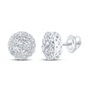 10kt White Gold Round Diamond Cluster Earrings 7/8 Cttw
