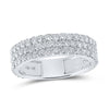 10kt White Gold Mens Round Diamond Triple Row Pave Band Ring 2-5/8 Cttw