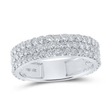 10kt White Gold Mens Round Diamond Triple Row Pave Band Ring 2-5/8 Cttw