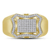 10kt Yellow Gold Mens Round Diamond Curved Octagon Cluster Ring 1/3 Cttw