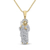 14kt Yellow Gold Mens Round Diamond Jesus Saint Charm Pendant 3/8 Cttw