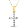 14kt Yellow Gold Womens Round Diamond Cross Pendant 1/10 Cttw