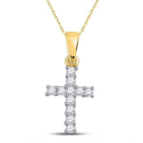 14kt Yellow Gold Womens Round Diamond Cross Pendant 1/10 Cttw