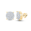 10kt Yellow Gold Womens Round Diamond Cluster Earrings 1-1/2 Cttw