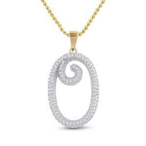 10kt Yellow Gold Womens Round Diamond Initial O Letter Pendant 1/5 Cttw