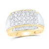 10kt Yellow Gold Mens Round Diamond Ribbed Pave Band Ring 2 Cttw