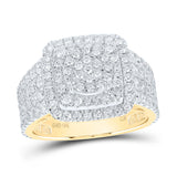 10kt Yellow Gold Womens Round Diamond Square Ring 2-1/2 Cttw