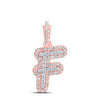 10kt Rose Gold Womens Round Diamond F Initial Letter Pendant 1/6 Cttw