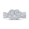 10kt White Gold Round Diamond Heart Bridal Wedding Ring Band Set 5/8 Cttw