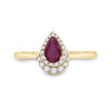 14kt Yellow Gold Womens Pear Ruby Diamond Halo Solitaire Ring 3/4 Cttw
